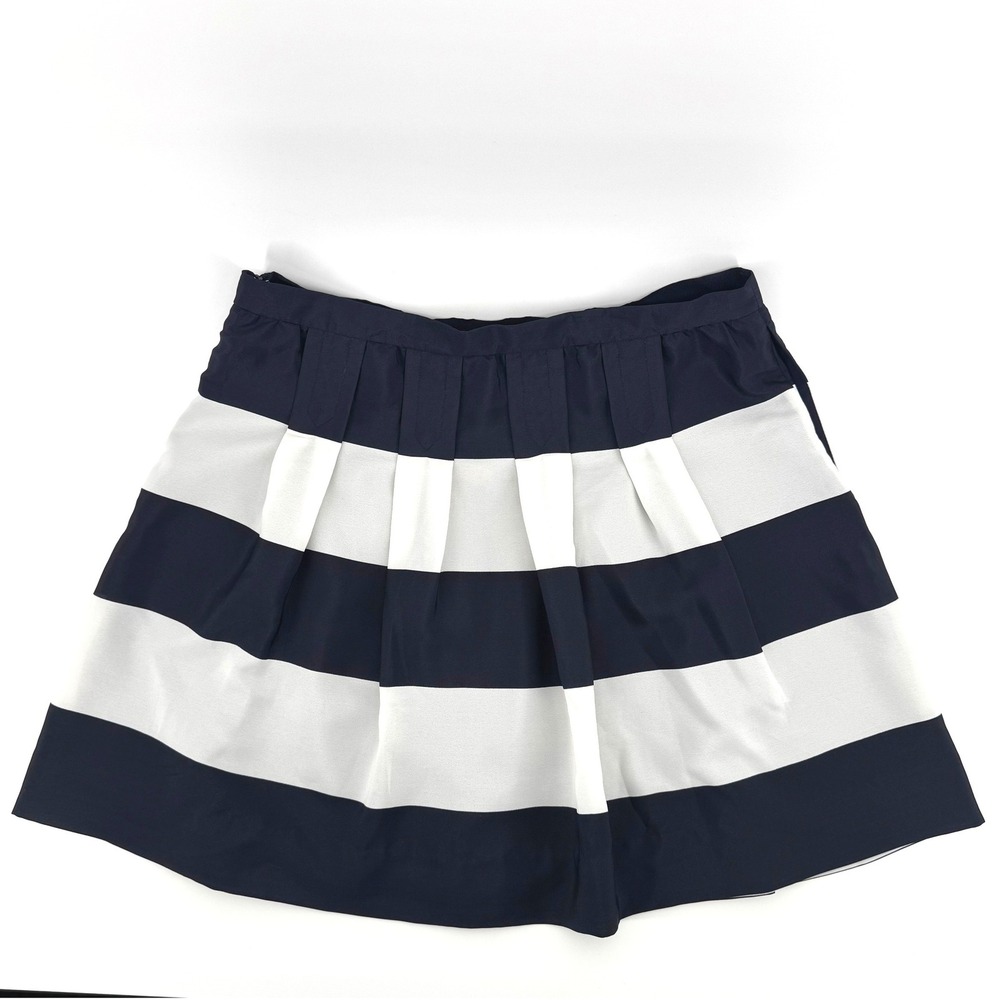 J.Crew Mini Skirt Women 4 Navy White Striped Pleated Nautical Preppy Coastal